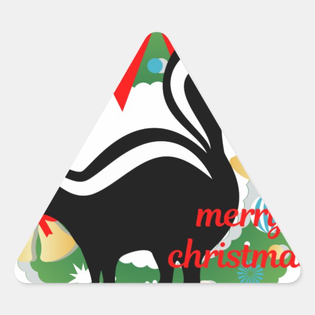 Pegatina Triangular alegre navidad skunk (Anverso)