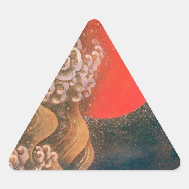 Pegatina Triangular AMATERASU , SUN GODDESS , rojo marrón negro (Anverso)