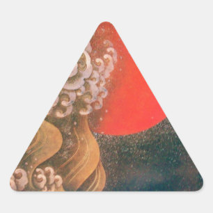 Pegatina Triangular AMATERASU , SUN GODDESS , rojo marrón negro
