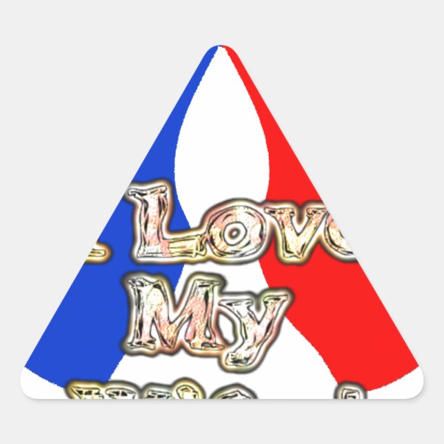 Pegatina Triangular "Amo a mi esposa" Impresión de Arte (Anverso)