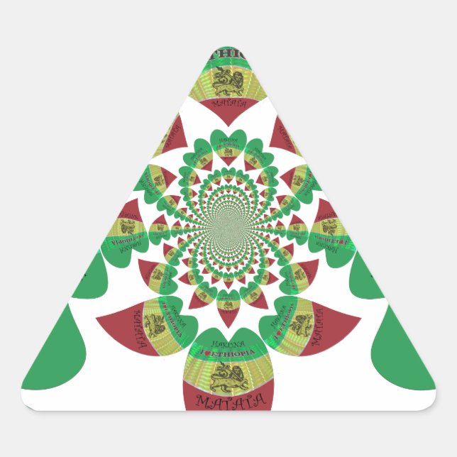 Pegatina Triangular Amo el Kaleidoscope de Etiopía - arte rasta de sen (Anverso)