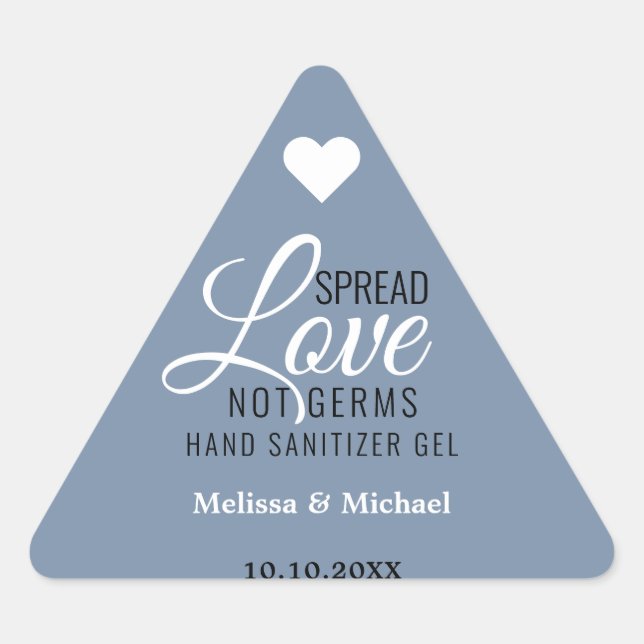Pegatina Triangular Amor difundido no gérmenes Boda a favor del azul t (Anverso)