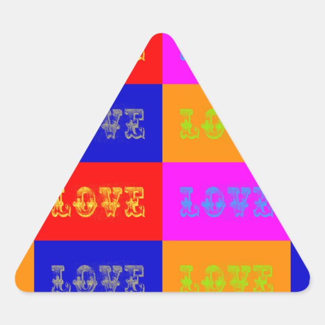 Pegatina Triangular Amor por el arte pop (Anverso)