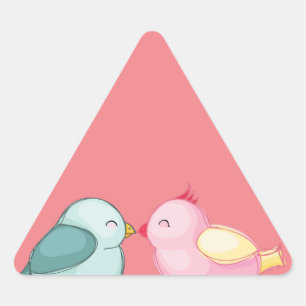 Pegatina Triangular amorío-pájaros-amor-romance