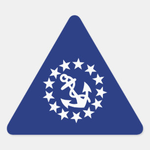 Pegatina Triangular Ancla de bandera náutica estadounidense tiene azul