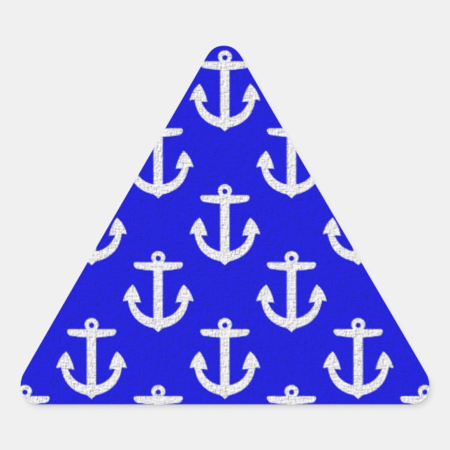 Pegatina Triangular Anclas Blancas En Fondo Azul (Anverso)