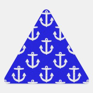 Pegatina Triangular Anclas Blancas En Fondo Azul