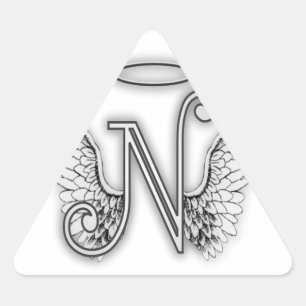 Pegatina Triangular Angel Alphabet O Letra Inicial Wings Halo