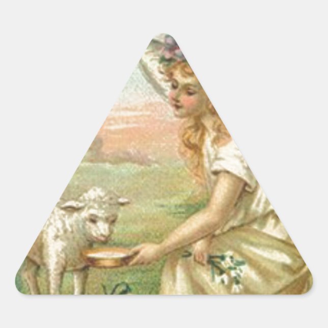 Pegatina Triangular ángel de Pascua feliz (Anverso)