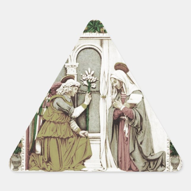 Pegatina Triangular Angel Gabriel La Anunciación (Anverso)