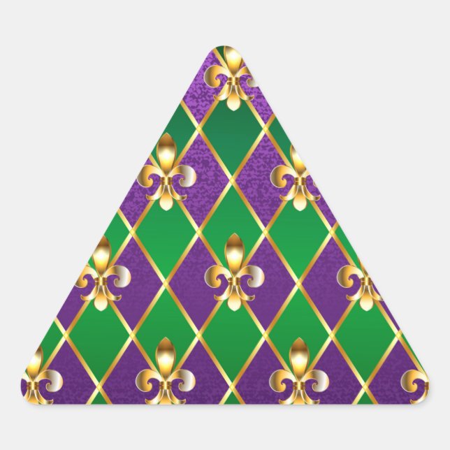 Pegatina Triangular Antecedentes de joyas Mardi Gras (Anverso)