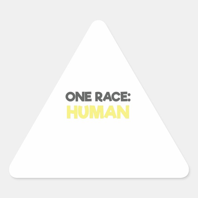 Pegatina Triangular Antirracismo una raza humana (Anverso)