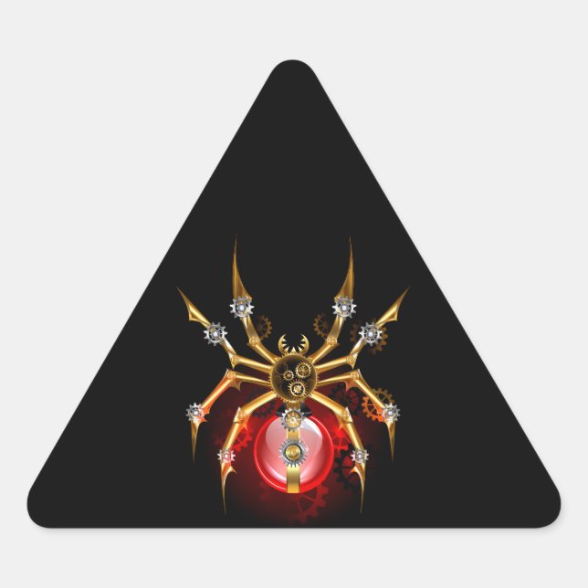 Pegatina Triangular Araña de vapor sobre negro (Anverso)