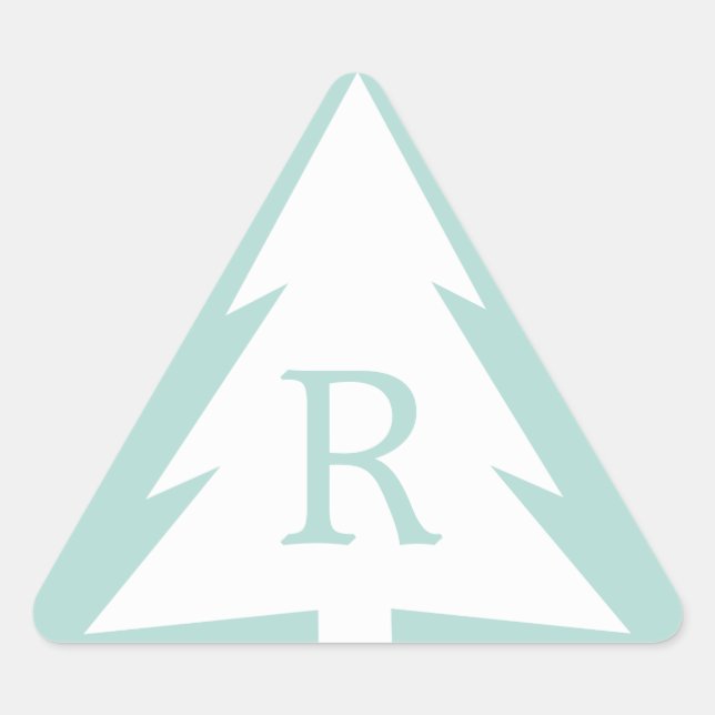 Pegatina Triangular Árbol de Navidad blanco en monograma de Personaliz (Anverso)