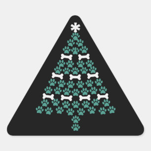 Pegatina Triangular Árbol de Navidad con Huella de Perro Regalo de Nav