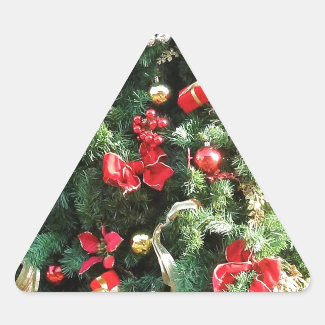 Pegatina Triangular Árbol de Navidad decorado (Anverso)