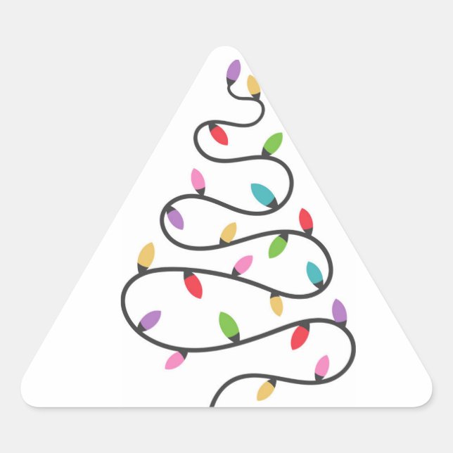 Pegatina Triangular Árbol de Navidad en las luces (Anverso)
