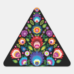 Pegatina Triangular 🎄 árbol de Navidad - folklore [negro]