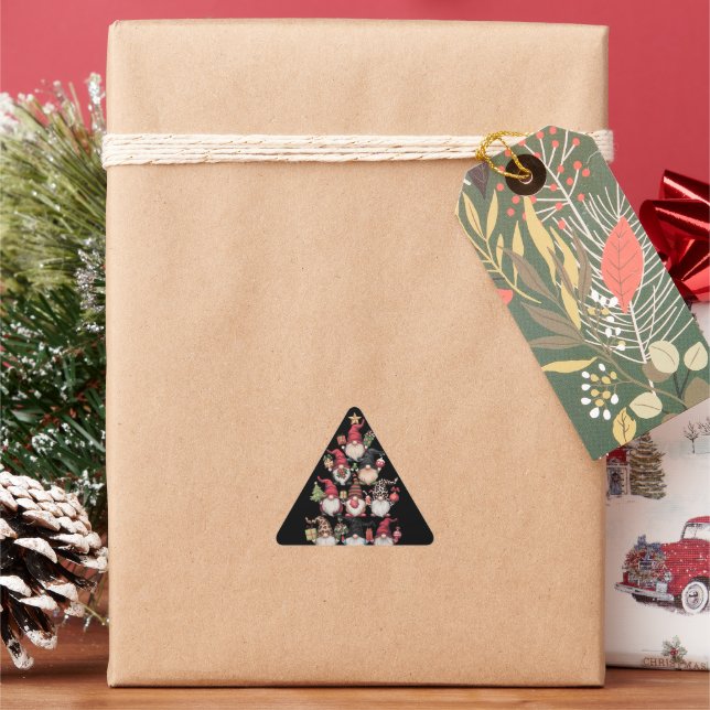 Pegatina Triangular Árbol de Navidad Gnomos divertido vacaciones de Na (Vacaciones)