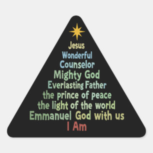 Pegatina Triangular Árbol de Navidad Regalo Fe Cristiano Fiesta Merry 