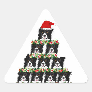 Pegatina Triangular Árbol de perro de Navidades pequeños