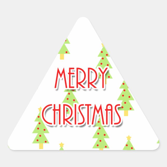 Pegatina Triangular árboles de navidad modernos de mediados de siglo (Anverso)