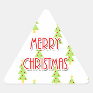 Pegatina Triangular árboles de navidad modernos de mediados de siglo