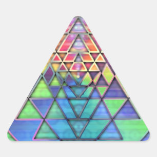 Pegatina Triangular Arco iris Sri Yantra para el amor y la riqueza