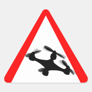 Pegatina Triangular Área de vuelo de drones de advertencia
