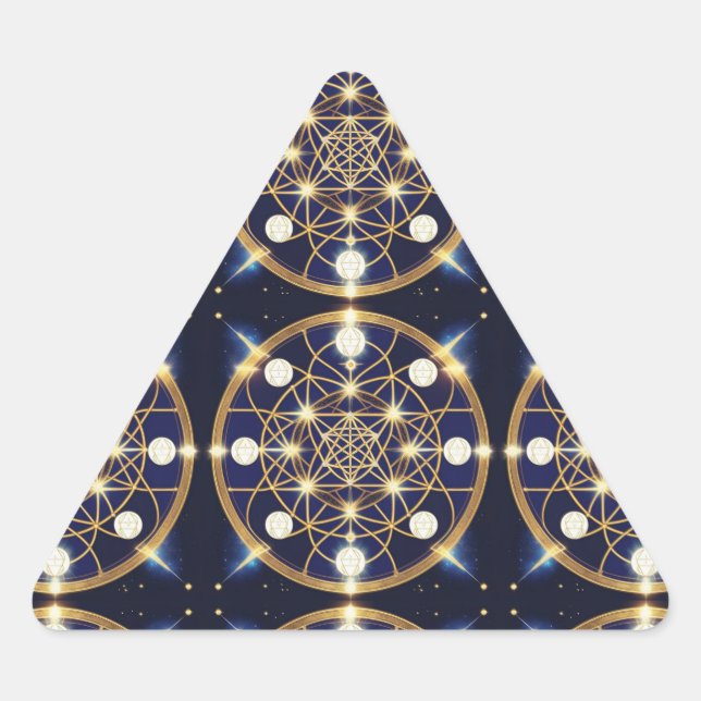 Pegatina Triangular Armonía Celestial – La Luz Dentro de la Cuadrícula (Anverso)