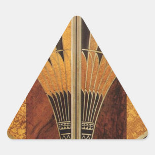 Pegatina Triangular Art Nouveau, art deco, vintage, colores de madera,