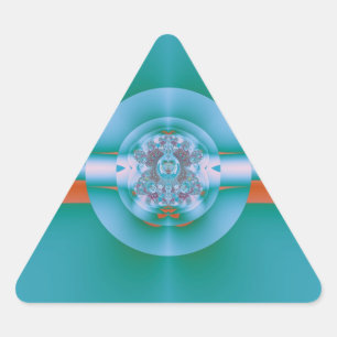 Pegatina Triangular Arte abstracto acuático coral retro futurista