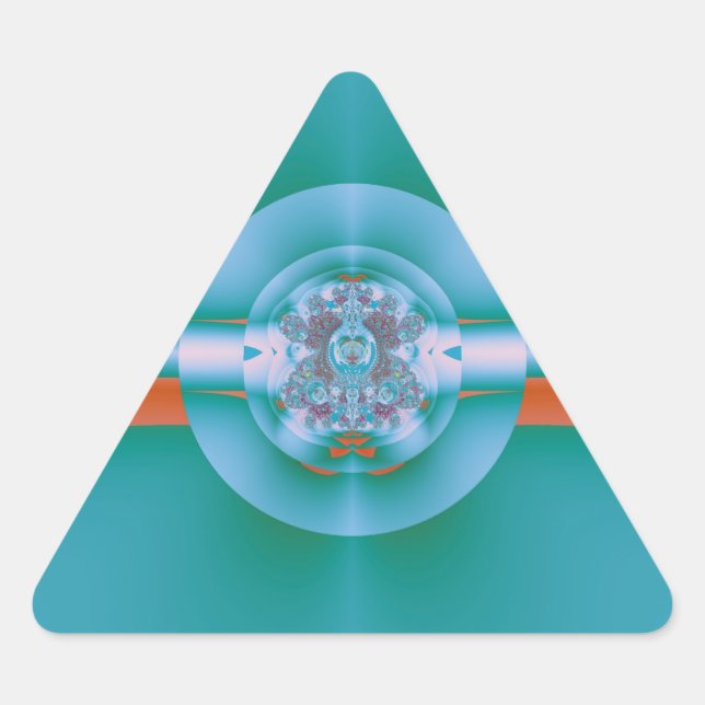 Pegatina Triangular Arte abstracto acuático coral retro futurista (Anverso)