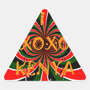 Pegatina Triangular Arte abstracto inspirado en la bandera de Kenia