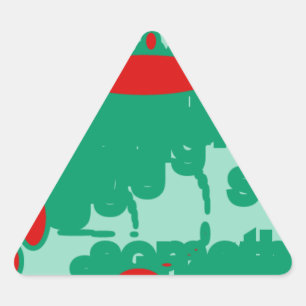 Pegatina Triangular arte abstracto rojo y verde 1123