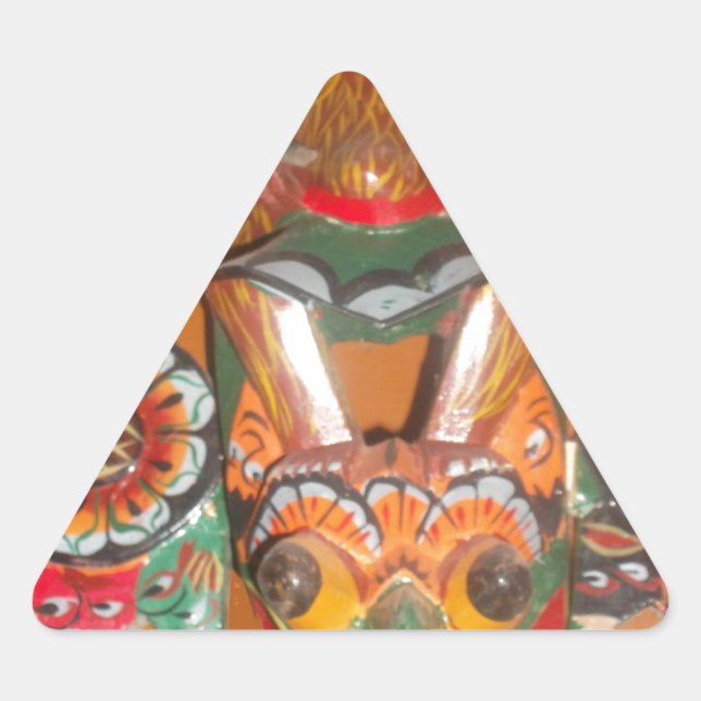 Pegatina Triangular Arte cultural único - Diseño ceilandés/indonesio (Anverso)