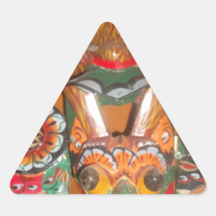 Pegatina Triangular Arte cultural único - Diseño ceilandés/indonesio