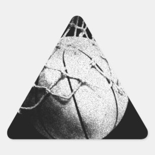 Pegatina Triangular Arte de baloncesto en blanco y negro