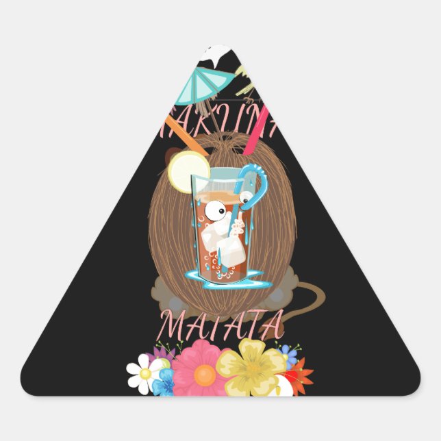 Pegatina Triangular Arte de Coco Lemonade de la naturaleza tropical (Anverso)