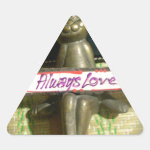 Pegatina Triangular Arte de conejo de diseño impreso siempre con amor