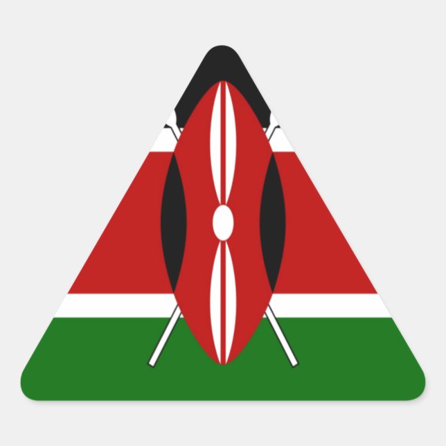 Pegatina Triangular Arte de la bandera de Kenia - Diseño patriótico y  (Anverso)