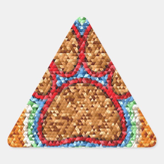Pegatina Triangular Arte de Paw de Perro de Polo Bajo (Anverso)
