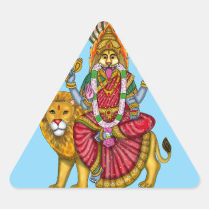 Pegatina Triangular Arte de protección divina de la diosa Narasimhi 