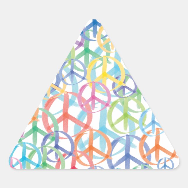 Pegatina Triangular Arte de Símbolos de Paz (Anverso)