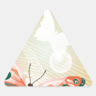 Pegatina Triangular Arte del destino del amor de la boda de la maripos
