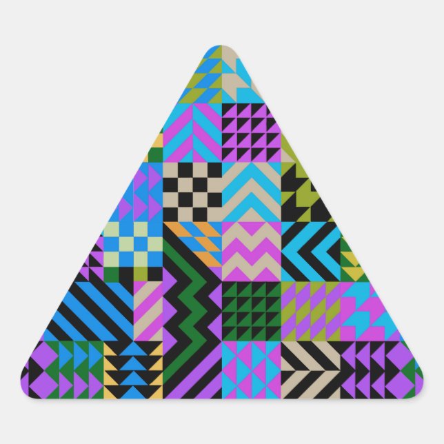 Pegatina Triangular Arte folclórico tribal - azul (Anverso)