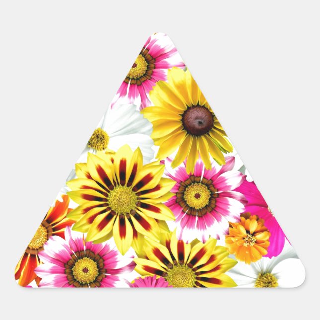 Pegatina Triangular Asombrosos accesorios de patrón de flores amarilla (Anverso)