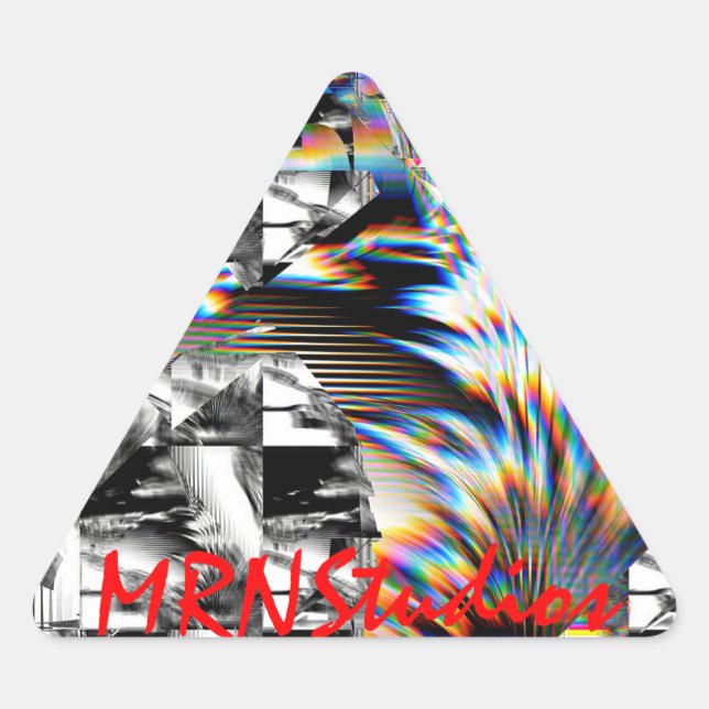 Pegatina Triangular Ataque con arco iris (Anverso)