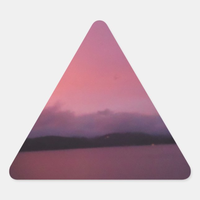 Pegatina Triangular Atardecer morado en el lago Arrowhead (Anverso)