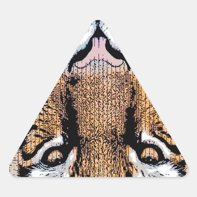 Pegatina Triangular Audaz Retrato de Tigre Estilo de Prensa Gráfica (Anverso)